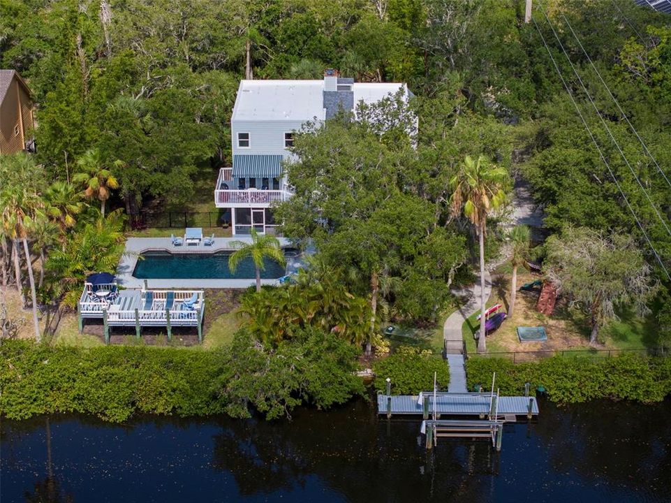 A private dock with a 8,000 lb boat lift.