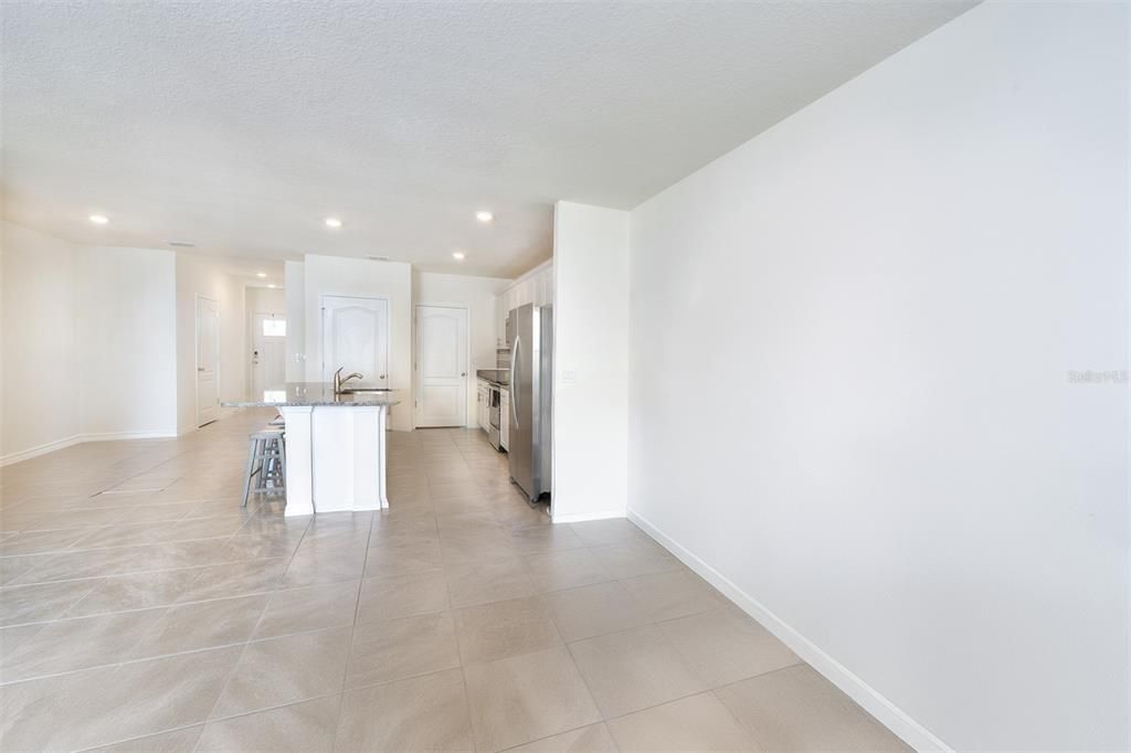 Living room, kitchen and dining room