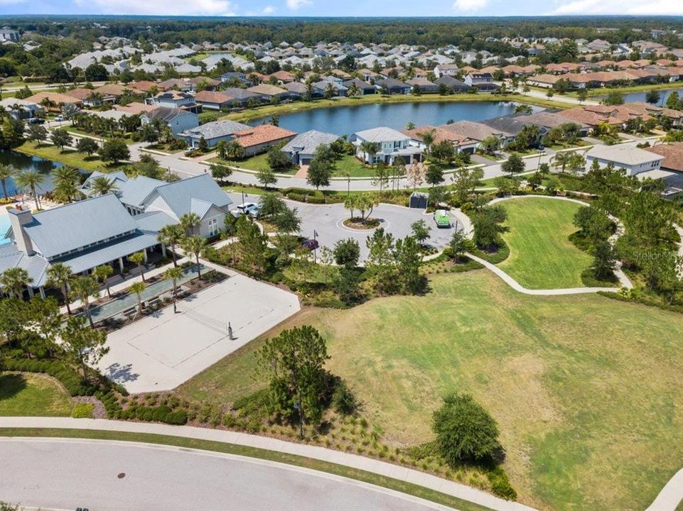 Arbor Grande Club House, volley ball court, bocce ball court, and multipurpose field.