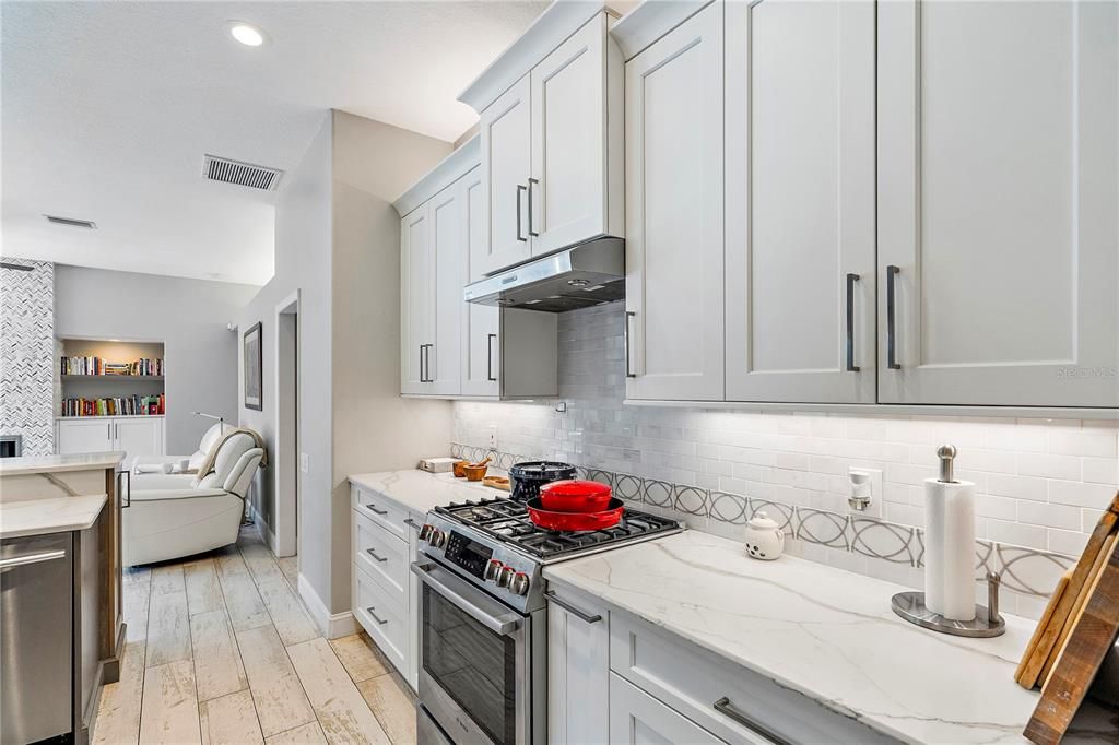 Family room near kitchen island