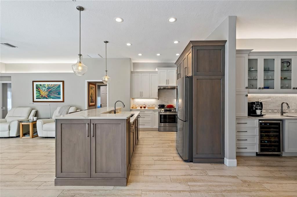 Built-in refrigerator and more space for cooking