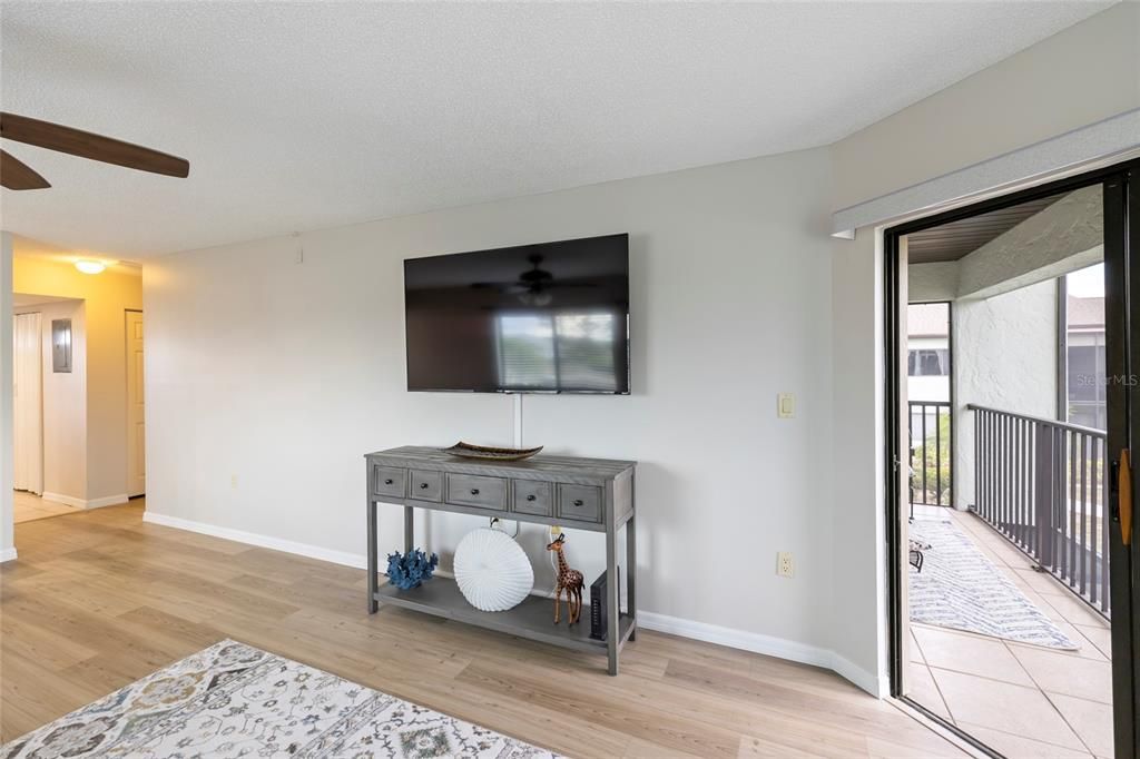 Living area with Glass Sliding Glass Doors to the lanai