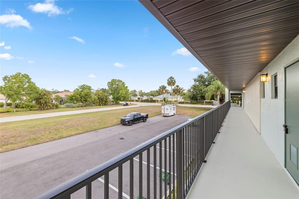 The walkway in front of the condo