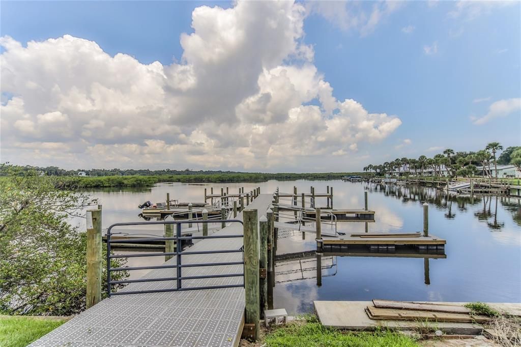 Docks to the boat slips