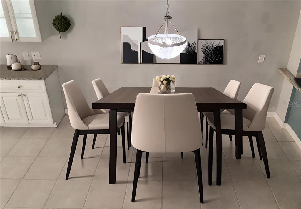 Dining area virtually staged