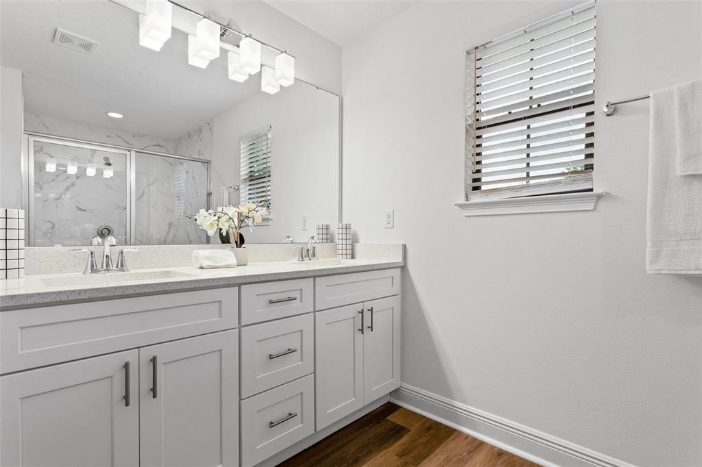 primary bath with double sinks