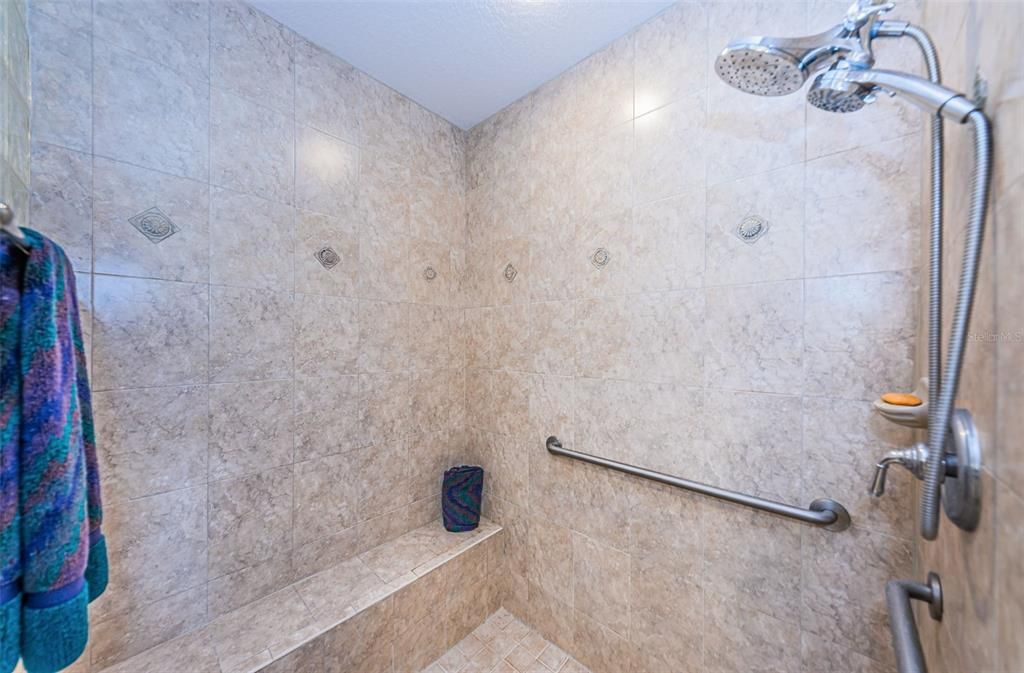 ... Master Shower. - Completely Tiled With Step Up For Easy Cleaning.