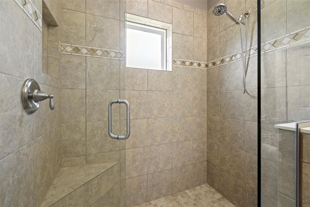 Spacious shower in the master bathroom