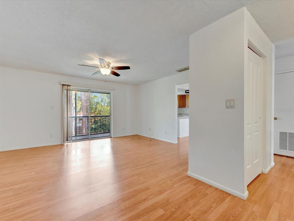 Living room and the hallway leading to the bedrooms