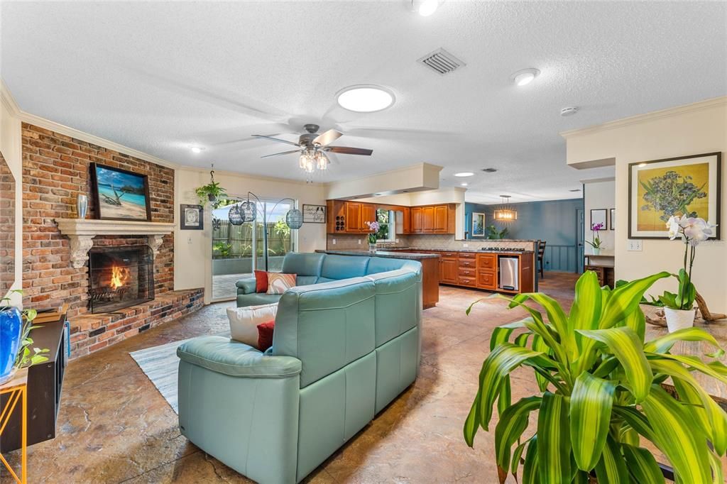 Fireplaced Family Room & Open Concept with Kitchen