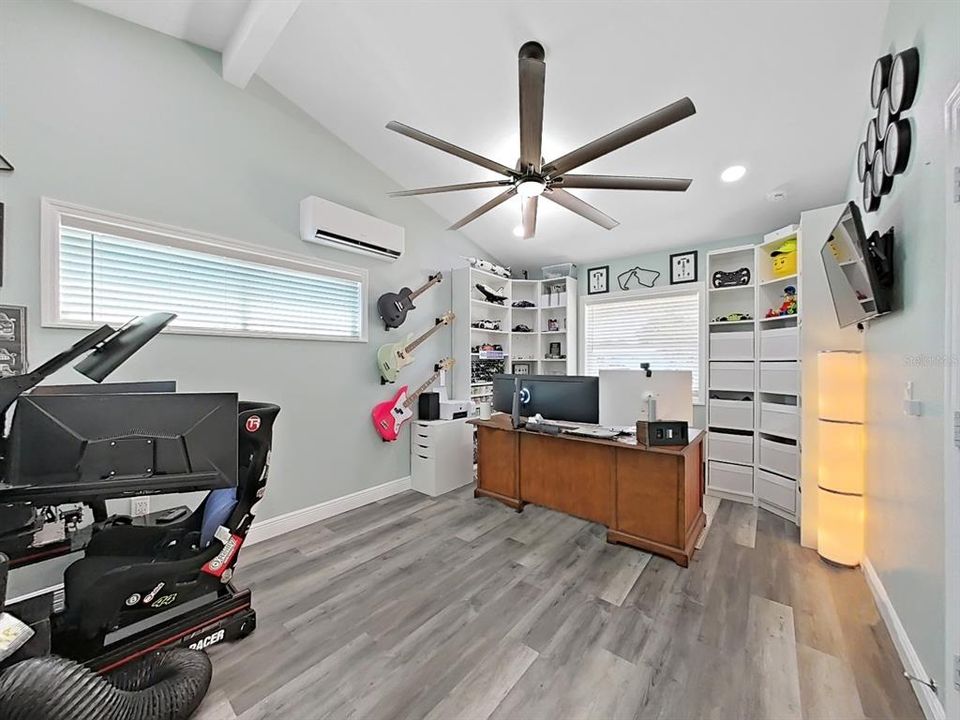 Recently added, private OFFICE with ceiling fan. Mini-split A/C unit for cooling comfort and efficiency. Office, den, Playroom, a room for guests.... Tailor this space to fit YOUR needs!