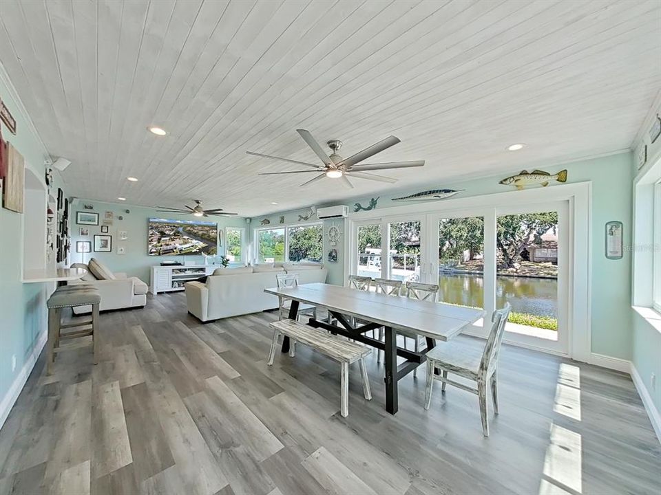 This Great Room showcases water views! Dining and living space!