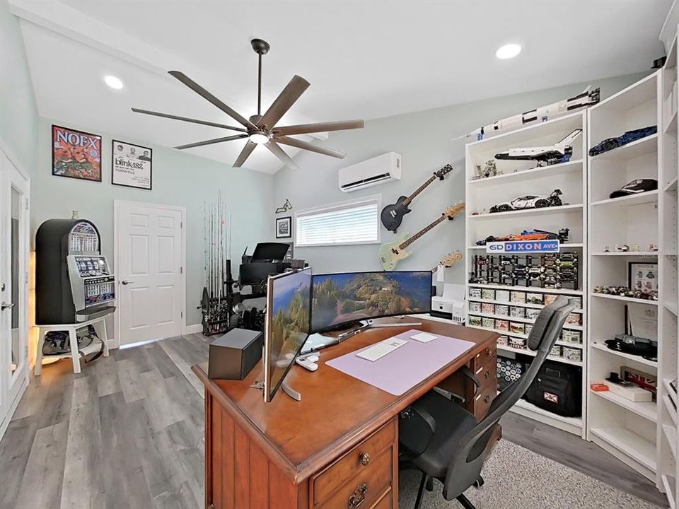 Recently added, private OFFICE with ceiling fan. Mini-split A/C unit for cooling comfort and efficiency. Office, den, Playroom, a room for guests.... Tailor this space to fit YOUR needs!