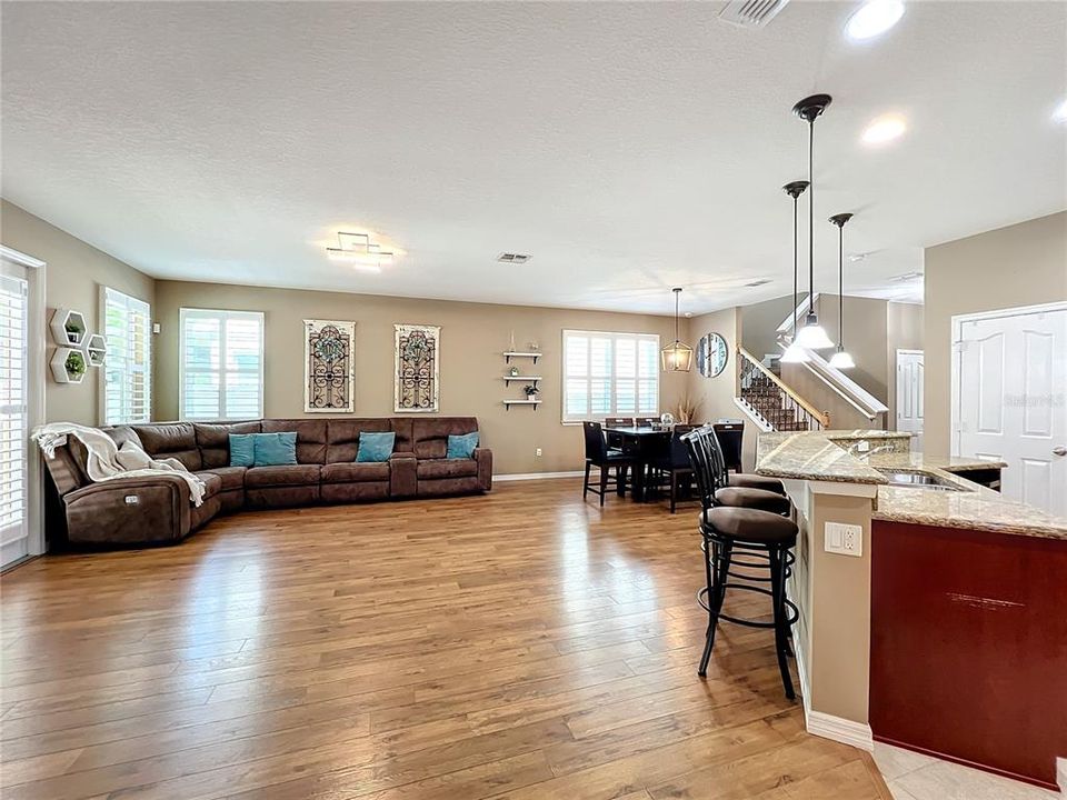 The open concept Living room, Dining room and Kitchen combo