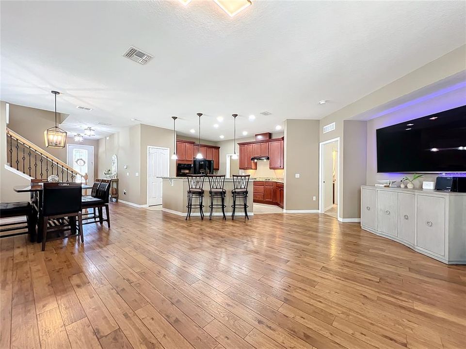 Open concept Living room, Dining room and Kitchen with In-Law suite entry.