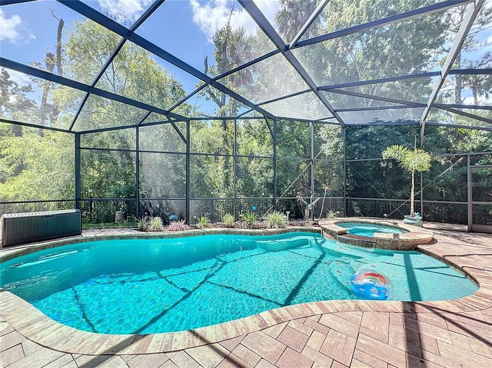 Screen Enclosed Pool/Spa with conservation area behind for privacy