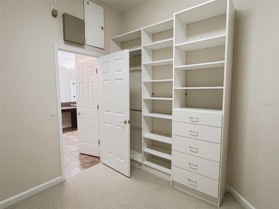 Shelves on either side of the Master Closet