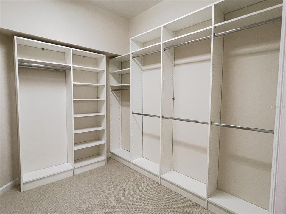 Master Closet features shelves