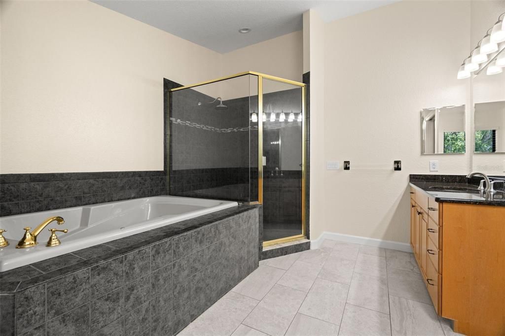 Primary Bath - dual vanities - soaking tub - walk-in shower - water closet