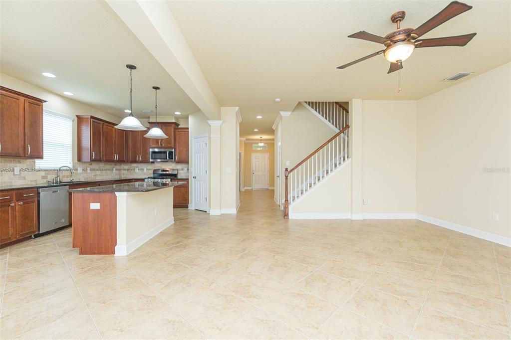 greatroom with kitchen view