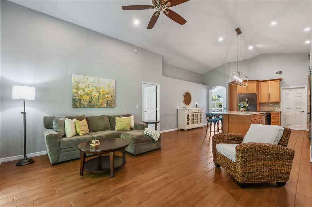 Family room is open to the kitchen for easy entertaining.