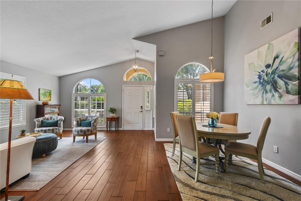 View of the living and dining rooms from the kitchen.