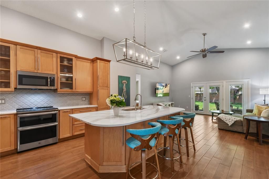 Gourmet kitchen with large center island.