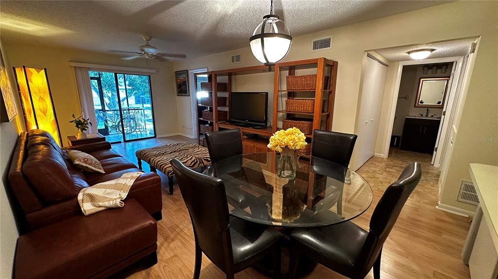 Dining area and living room