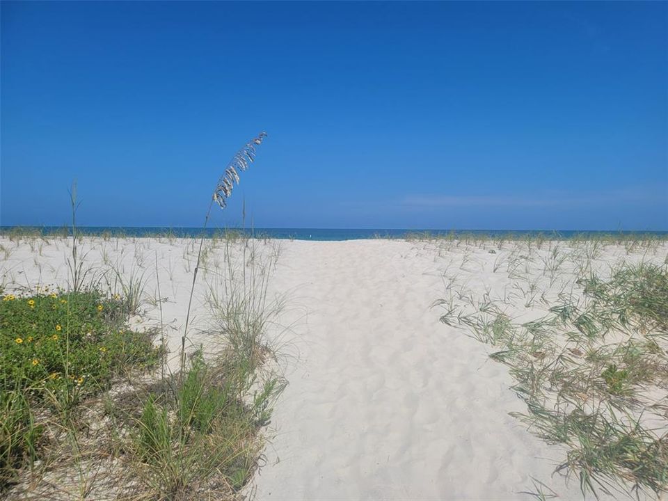 Beach entrance steps away from your door and pool area