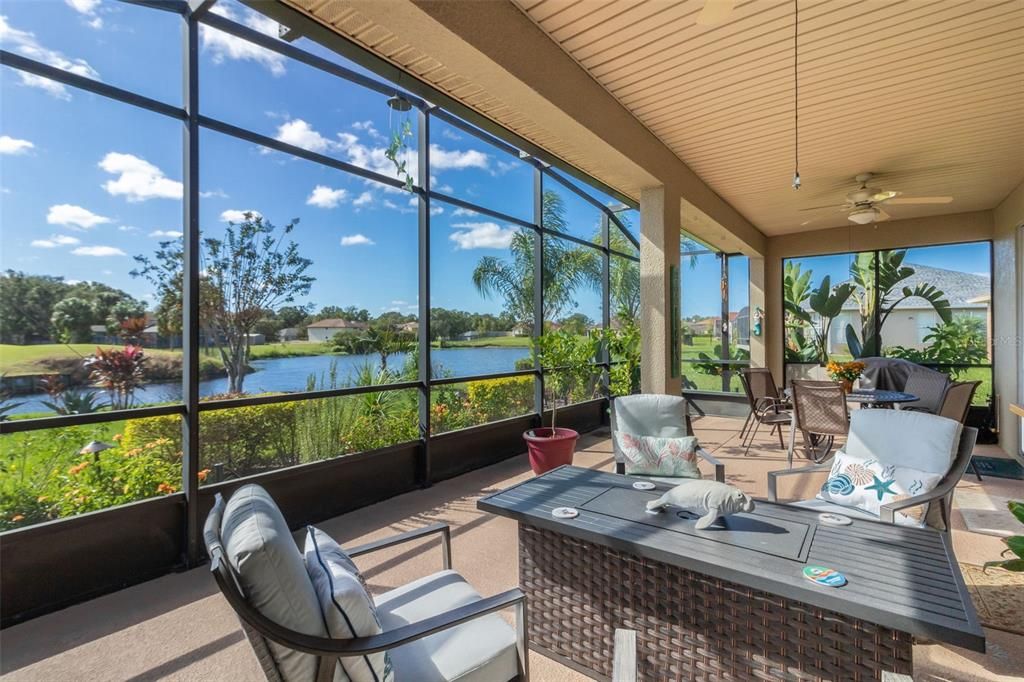 Extended Screened Lanai with Pond and Golf Course Views