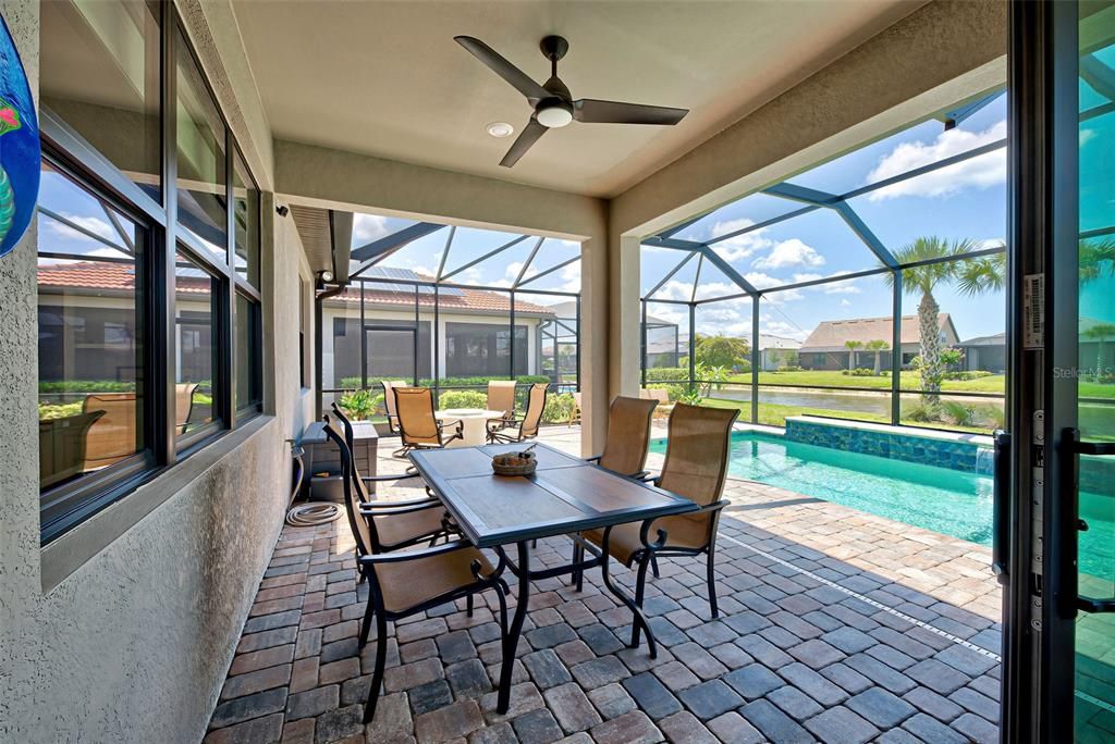 Under roof area on lanai for table or other sitting options.