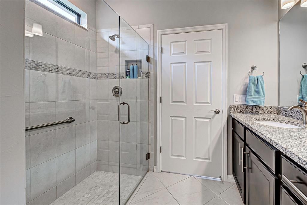 Owner's bath has upgraded shower design and double sinks.