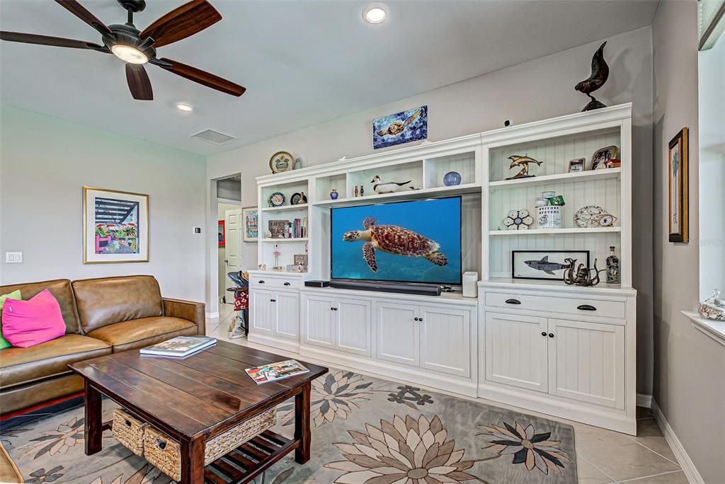 Ceiling fan and added lighting in great room.