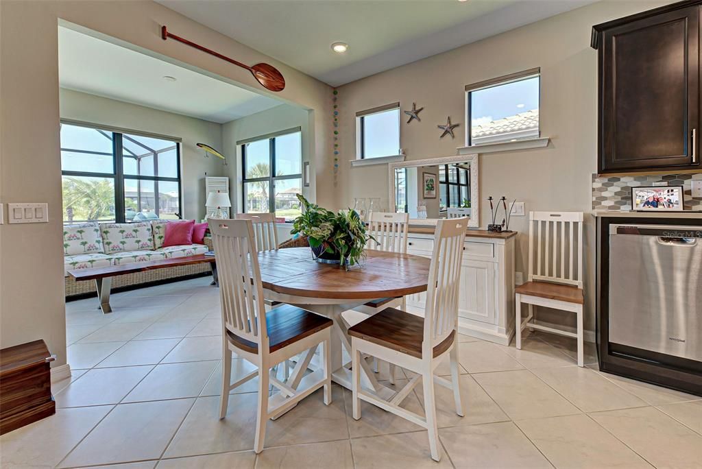 Dining area and sunroom.