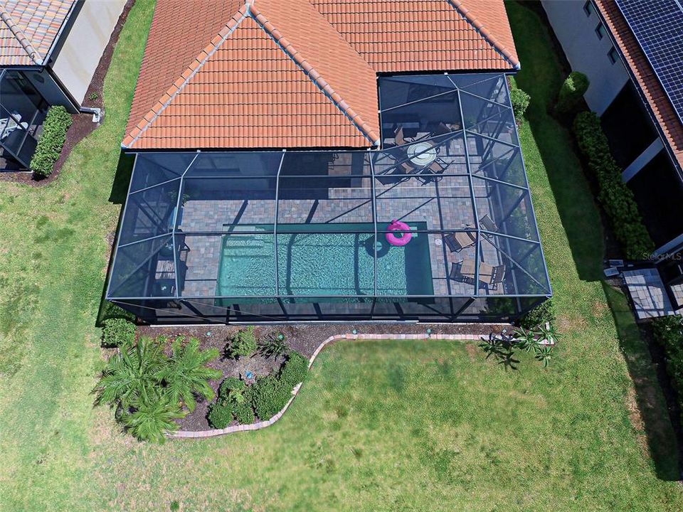 Home and pool from above