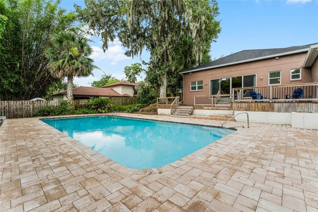 Pool with brick paver deck