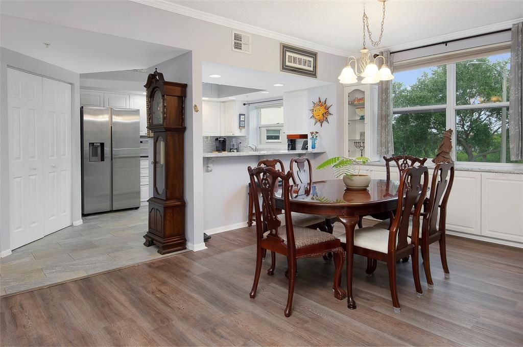 Kitchen wide passthrough. Counter prefect for Eating too!