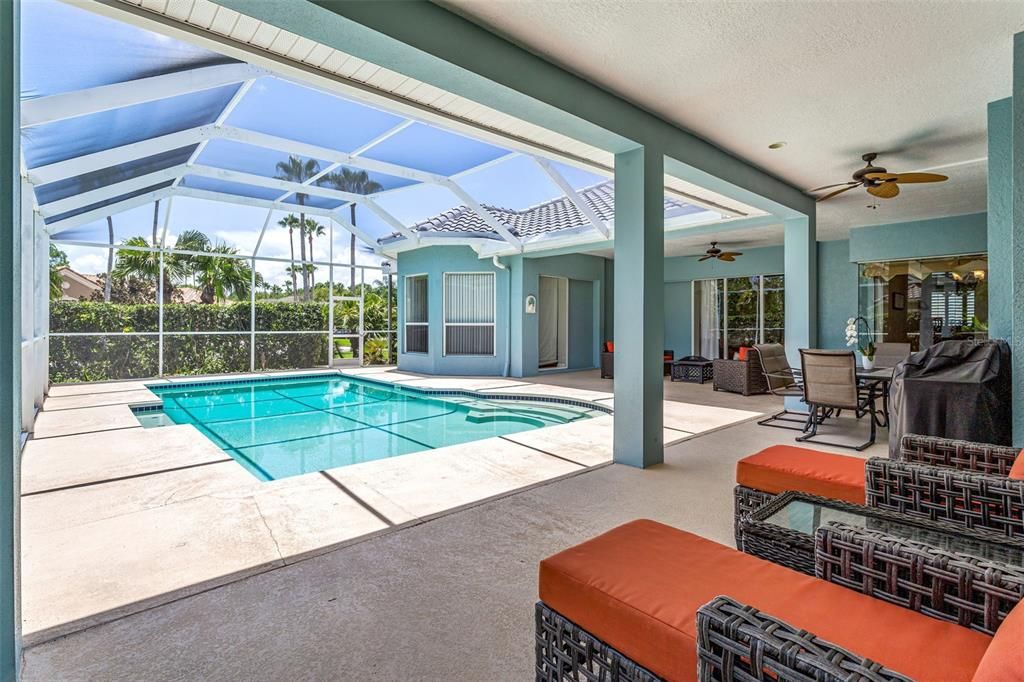 Pool lanai with room for dining and lounging