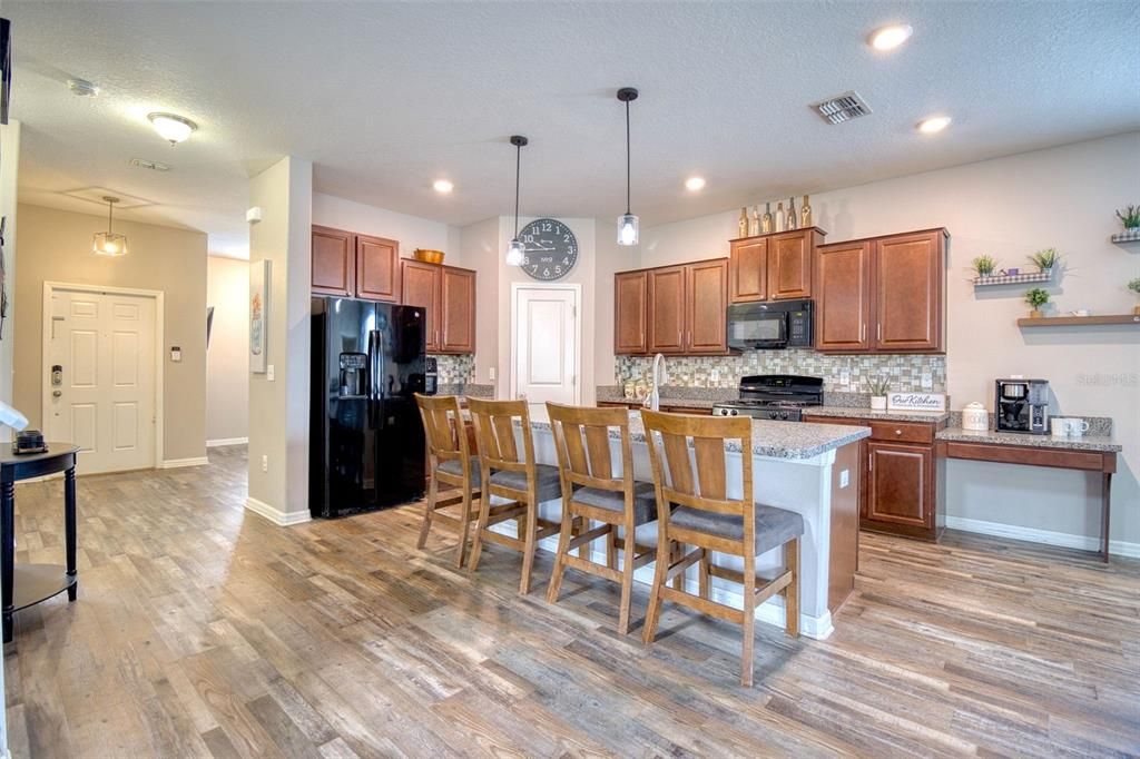 Bright Family Room has great view of the backyard.