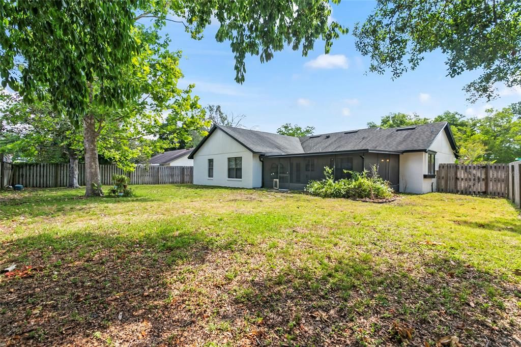 Fully fenced in backyard