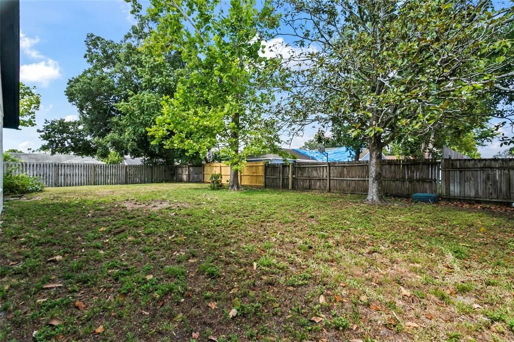 Fully fenced in backyard