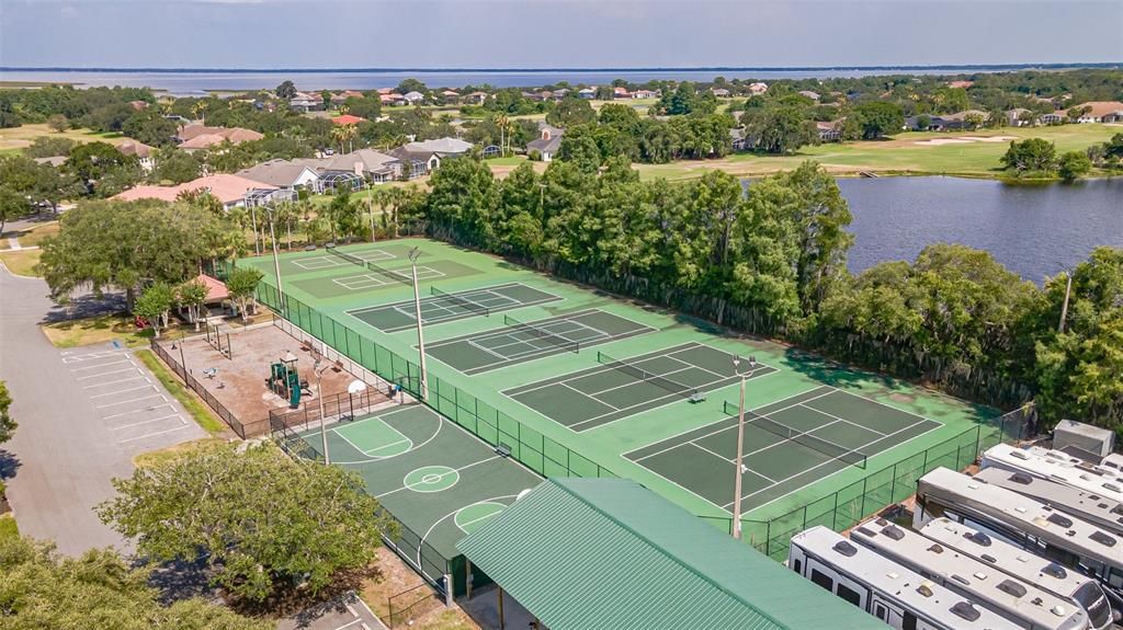 Pickleball, Tennis, Basketball, Playground, RV Storage and Covered Storage