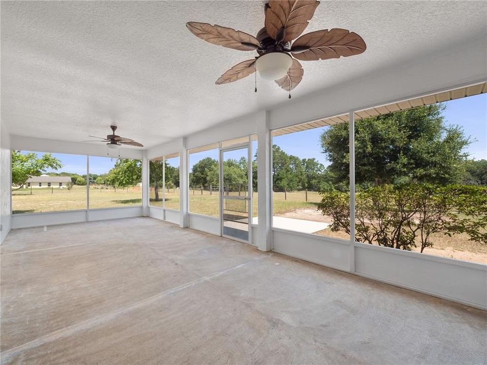 Screened-in Porch Looks Out to Wooded Area