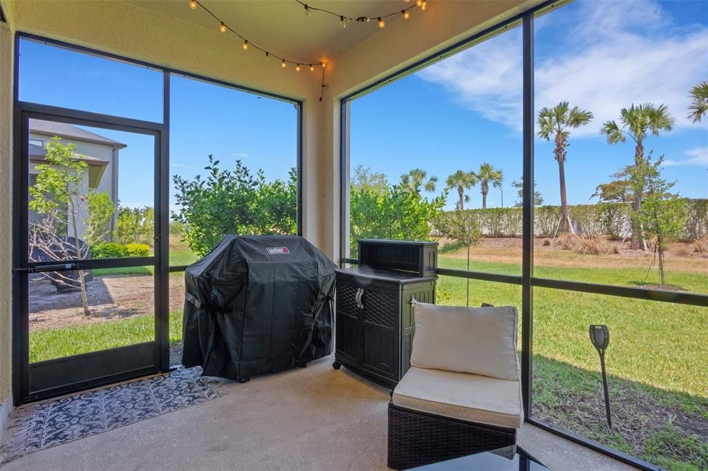 Screened in lanai with plenty of space for your outdoor furniture and grill