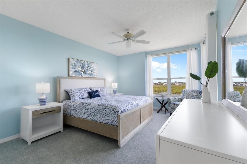 Primary bedroom with new carpeting