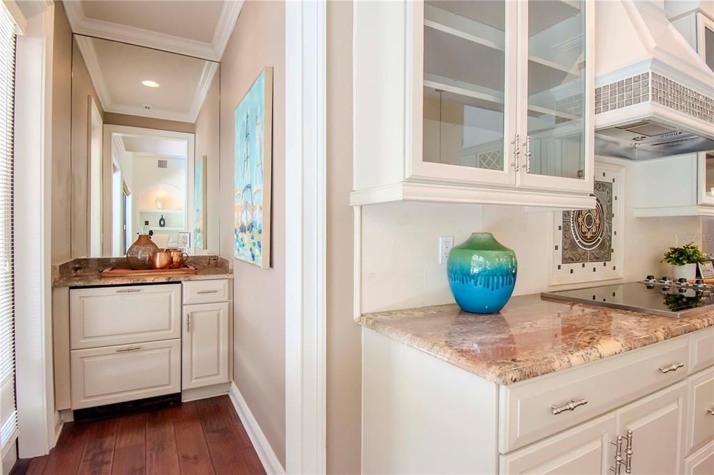 Kitchen island with view to livingroom