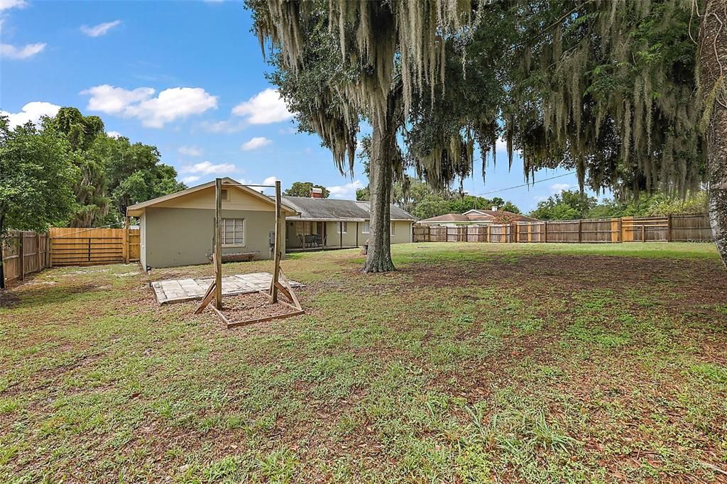 Backyard is fully fenced