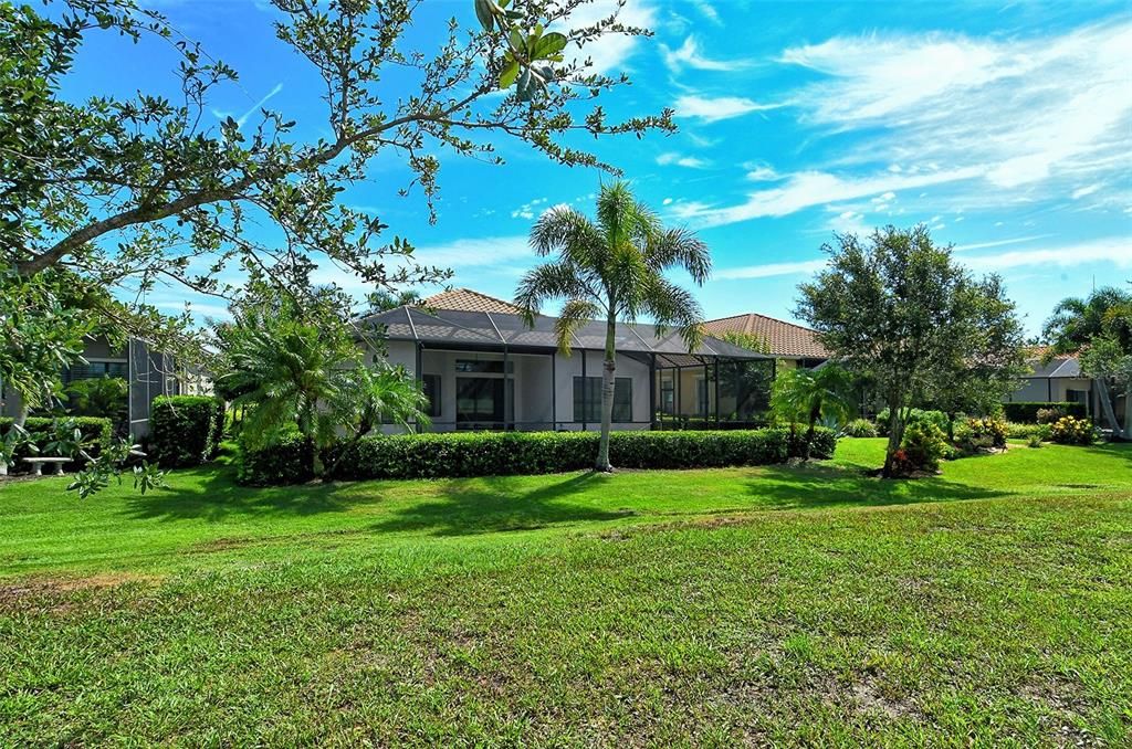 Private back lawn with open views