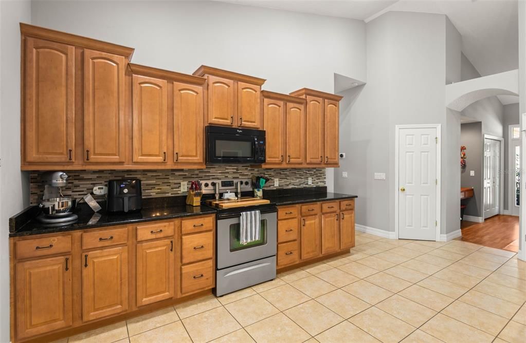 Kitchen with 42" wood cabinets and granite countertops