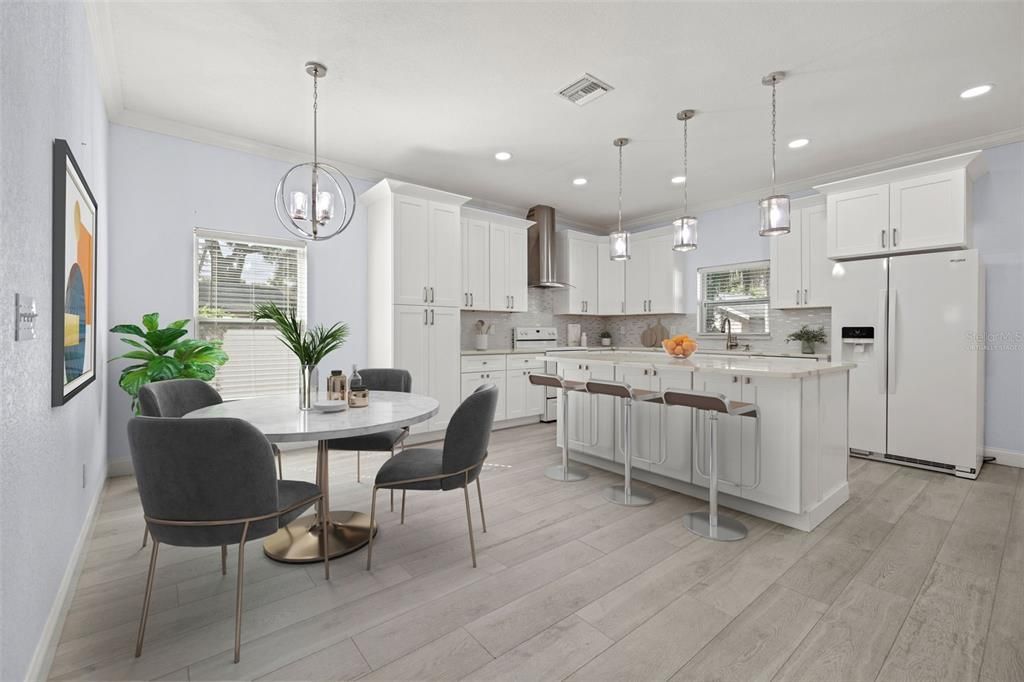 Virtually staged - Dining space off eat-in kitchen